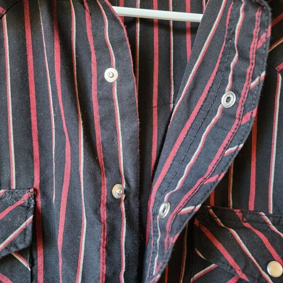 Vintage Wrangler Long Sleeve Shirt Mens Size 2X Button Up Pearl Snap Black Red - Picture 6 of 8